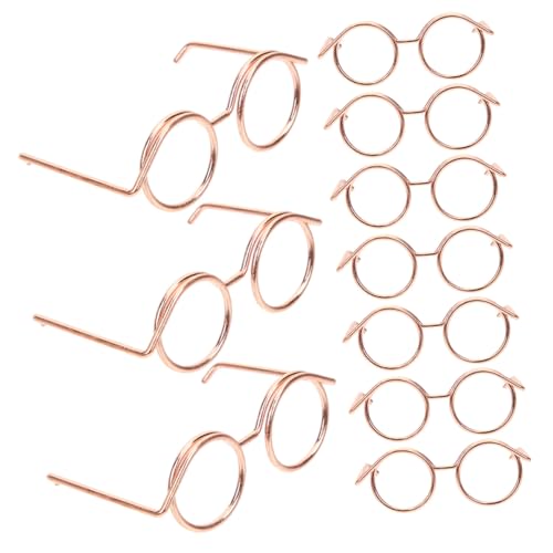 TOYANDONA 12St Puppenbrille Puppen Kleidung Puppen Klamotten Brillen zum Anziehen der Puppe Brille zum Anziehen der Puppe schnapsgläser entzückende Mini-Brille Mini-Gläser zum Basteln Metall von TOYANDONA