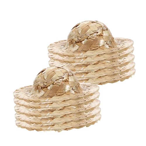 TOYANDONA 12St geflochtener Strohhut Stroh Topper Puppen gewebter Strohhut Mädchen mit Strohhut Neonhut Puppenstuben-Strohhüte DIY-Dekoration Puppenhut Mini-Hutfiguren Mini-Zylinder Beige von TOYANDONA