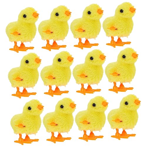 TOYANDONA 12st Uhrwerk Huhn Uhrwerkspielzeug Aufziehspielzeug Huhn Cartoon-aufziehspielzeug Pädagogisches Hühnchen-aufziehspielzeug Kinderspielzeug Plüschstoffe Yellow von TOYANDONA