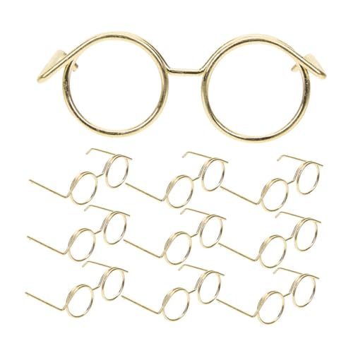 TOYANDONA 15st Zubehör Für Puppenbrillen Brille Zum Anziehen Der Puppe Entzückende Mini-Brille Dekorative Puppenbrille Puppengläser Zur Dekoration Minipuppenbrille Golden Metall von TOYANDONA