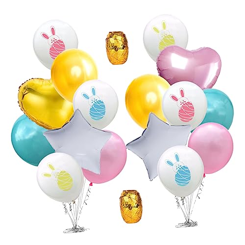 TOYANDONA 18 Stück Bunte Und Aluminiumfolienballons Verschiedenen Formen Für Festliche Anlässe Ideal Für Ostern Hochzeiten Taufen Und Kommunion Deko Inklusive Ballonständer von TOYANDONA