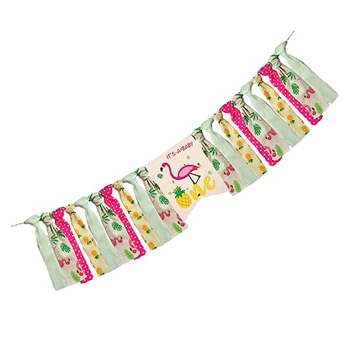 TOYANDONA 1stk Flamingo Zieht Die Fahne -Banner Zum Geburtstag Ananas-hochstuhl-Banner Hawaiianische Partydekoration Hawaii-dekor Hawaii-babyparty Dschungel Dekorationen Leinen- von TOYANDONA