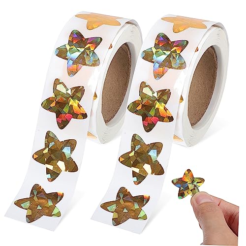 TOYANDONA 2 Rollen Pentagramm-Aufkleber Siegel Aufkleber Belohnungsaufkleber Für Kinder Kleine Sternaufkleber Reflektierende Sternaufkleber Goldene Sternaufkleber Dekor PVC Selbstklebend von TOYANDONA