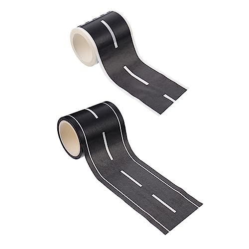 TOYANDONA 2 Rollen Straßen Spielzeug Verkehrsband für Kinder Straße Washi Tape Tonband abspielen verkehrszeichen Spielzeug Papier Klebeband Spielzeugaufkleber Verkehrsklebeband Black von TOYANDONA