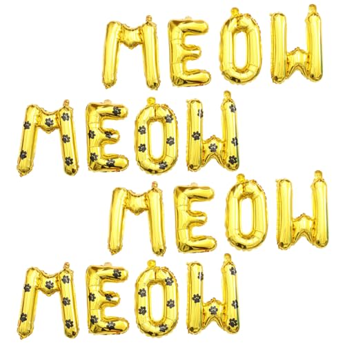 TOYANDONA 2 Sätze Katze Miau Ballon Einfacher Luftballon Luftballons Zur Babyparty Katzenparty-banner Partyzubehör Mit Katzenmotiv Dekorative Geburtstagsballons Aluminiumfolie Golden von TOYANDONA