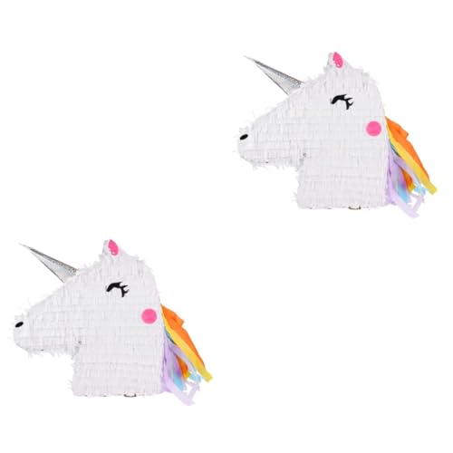 TOYANDONA 2 Stk Einhorn-piñata Plüschtiere Geburtstagsspielzeug Geburtstag Spielzeug Piñata-buster Hängende Piñata Spielzeug Pinata-buster-stick Pinata-stick Für Kinder Weiß Papier von TOYANDONA