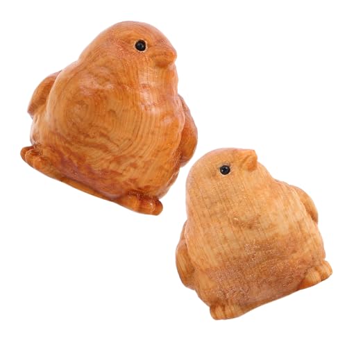 TOYANDONA 2 Stück Holzschnitzereien Kunsthandwerk Huhn Vintage Heimdekoration Holzschnitzerei Ornamente Holzfiguren Süßes Holzornament Tier Holzhandwerk Hahn Handwerk von TOYANDONA