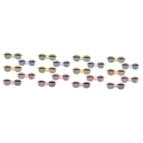 TOYANDONA 20 STK Puppenbrille Haustierbrillen Puppe Sonnenbrille Mini-Puppen-Sonnenbrillen-Requisiten Gefüllte Tierbrille Miniatur-puppenhaus-Brille Runde Drahtgläser Katzenbrille Plastik von TOYANDONA