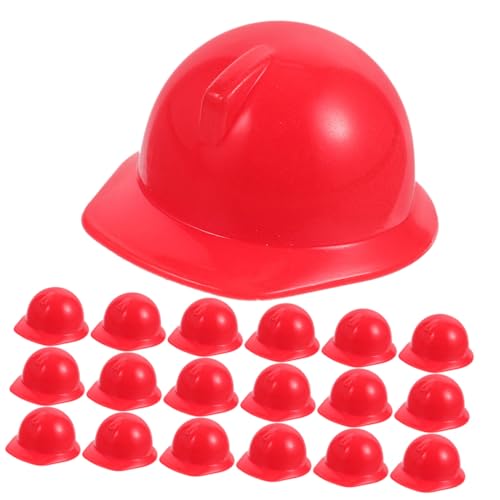 TOYANDONA 20 Stk Spielzeughelm Miniatur Mini-puppen-schutzhelm Puppenkleidung Zubehör Für Babypuppen Puppenzubehör Mini-bauschutzhelme Puppenhüte Zubehör Für Schutzhelme Puppenhut Rot Abs von TOYANDONA