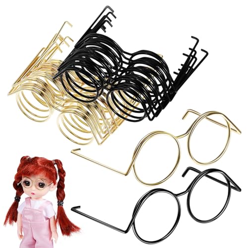 TOYANDONA 20 Stück Mini-Puppenbrillen Metalldrahtrand Klare Brillen Stoffpuppen-Anziehbrillen Klassische Retro-Sonnenbrillen Für Bastelarbeiten Puppen Haustiere Kostüme Cosplay von TOYANDONA