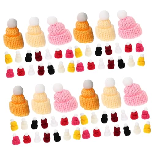 TOYANDONA 200 Stk Mini-Mütze Mini Strickmützen Puppenhüte Bastelhüte Nikolausmütze stricken winzige Kitting-Hüte Puppenbastelhut Weihnachtsmützen Mini-Strickmützen Schneemannmützen Polyester von TOYANDONA