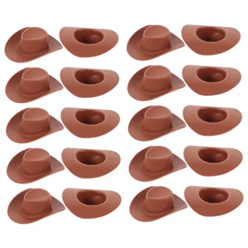 TOYANDONA 20St Mini-Cowboyhut Kleiner Tierhut Mädchen Spielzeug Miniatur-Puppenhüte Cowgirl-Hüte kinderspielzeug Spielzeug für Kinder Miniaturhüte zum Basteln kleine Puppenhüte Plastik Brown von TOYANDONA