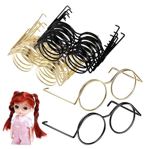 TOYANDONA 20St Puppe universelle kleine Augen betrunkene Brille Minipuppenbrille Zubehör Puppen Kleidung für puppenkleidung gläser Sonnenbrille Miniaturbrillen für Puppen Metallbrille Kupfer von TOYANDONA