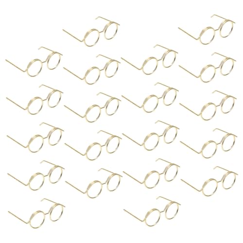 TOYANDONA 20st Metallbrille DIY-puppenbrille Minipuppenbrille Brille Zum Anziehen Der Puppe Puppenbekleidungszubehör Entzückende Mini-Brille Brillenrequisiten Zum Anziehen Golden von TOYANDONA