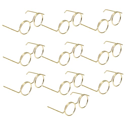 TOYANDONA 20st Mini-brillengestell Umrandete Puppenbrille Klare Sonnenbrille Puppenhaus-Brille Sonnenbrillen Für Puppen Brillengestell Für Mini-Puppen Spielzeug Für Mädchen Golden Metall von TOYANDONA