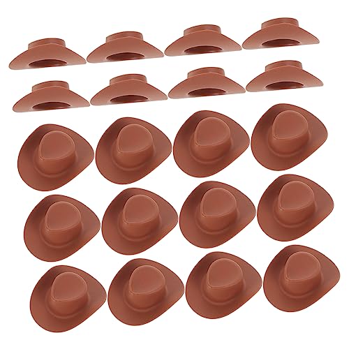 TOYANDONA 20st Mini-cowboyhut Kleiner Hut Kleine Hüte Miniaturhut Puppenhüte Miniaturhüte Kleine Puppenhüte Miniatur-puppenhüte Plastik Brown von TOYANDONA