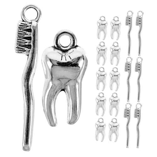 TOYANDONA 20st Zahnanhänger Charme Für Schmuck DIY-zubehör Handwerklicher Charme Anhänger Für Halsketten Erkenntnisse Aus Der Schmuckherstellung Halskettenanhänger Charme Masse Silver Metall von TOYANDONA