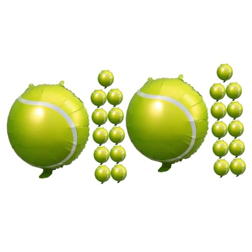 TOYANDONA 24 Stk Tennisballon aufblasbarer ball luftballons Tennisball-Heliumballon Tennisschläger-Ballons Gefälligkeiten für Sportpartys Tennisball-Ballon Tennisballballons Aluminiumfolie von TOYANDONA