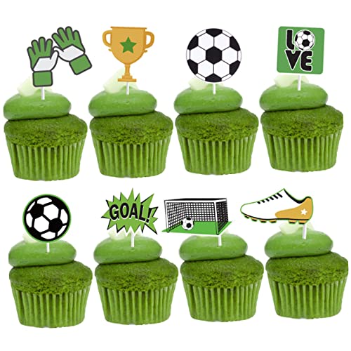 TOYANDONA 24st Tortenaufleger Für Fußball Party-cupcake- Party-kuchen-picks Dekorationen Für Fußballpartys Kuchenpicks Aus Papier Kuchen Picks von TOYANDONA