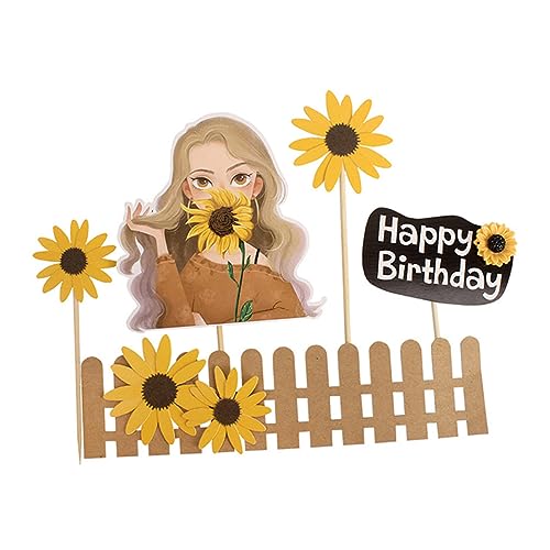 TOYANDONA 25st Kucheneinsatz Topper Für Kuchen Sonnenblumen-cupcake-topper Dekorationen Tortenaufsatz Mit Sonnenblumen-kuchendekoration Hochzeitsdeko Praktischer Tortenaufsatz Bambusstab von TOYANDONA