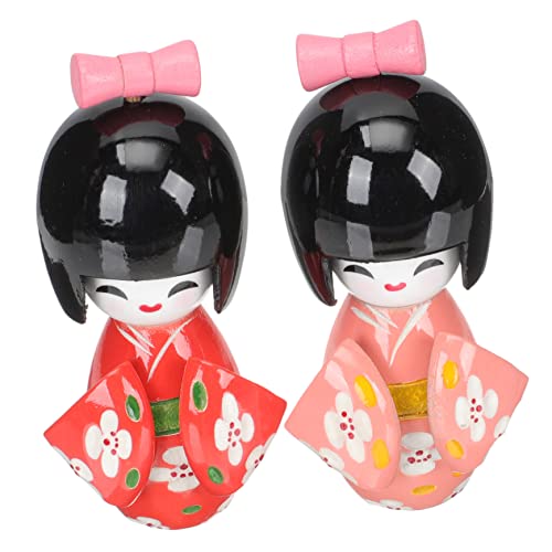 TOYANDONA 2St Kimono-Puppe Plüsch japanisch Buddha-Statue interaktives Babyspielzeug Holzpuppe Wohndekoration Puppe für Zuhause Desktop- Holzhandwerk Heimdekoration Heimwerken hölzern von TOYANDONA