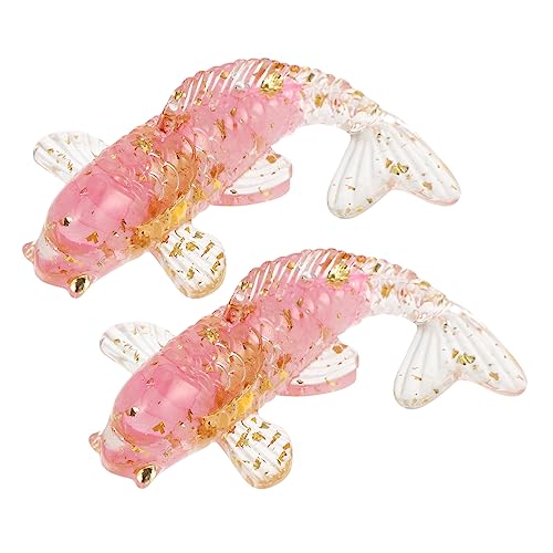 TOYANDONA 2St Kristall-Koi-Fisch-Ornamente Qualle Luft für den einzug bescherung Weihnachten Hochzeit deko Fischverzierung selber Machen Tischfischstatue Harz-Leim Rosa von TOYANDONA