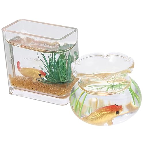 TOYANDONA 2St Küchentisch Mittelstücke wohnungseinrichtung kucheltier Hausdekoration -Aquarium Dekorationen für Aquarien Miniatur-Szenenzubehör Herzstück Tischdekoration Glas von TOYANDONA