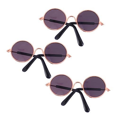 TOYANDONA 2St Mini-Brille Sonnenbrille Bausatz Auto Figuren Miniatur tierkostüme Puppen Kleidung doll Accessories witzige Brillen Toy Hund Brille Runde Metallbrille Eisenlegierung Black von TOYANDONA