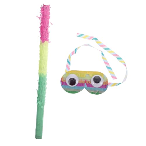 TOYANDONA 2St Piñata Neon Pinata-Buster-Stick Dekorationen Zuckerstangen für Taco pinata stab Pinata Stöcke Pinata für Themenpartys Party-Tools Pinata-Stick mit Maske Papier Colorful von TOYANDONA