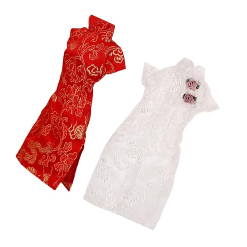 TOYANDONA 2St Puppe Cheongsam Kinder Puppen kinderpuppe Doll Zubehör Puppen Kleidung Puppe chinesische Kleidung Puppenkostüm wiederverwendbares Puppenkleid Puppenkleidung Stoff von TOYANDONA