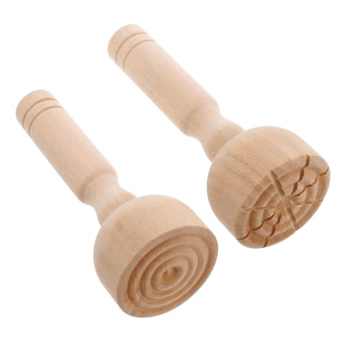 TOYANDONA 2St Ton Form Holzstempel Knetmasse Formen Spielzeugwerkzeug modellierwerkzeug Modellieren mit Ton Handwerk Holzstichelgriff Holzgriffstempel Knetmuster-Stempel aus Holz Light Brown von TOYANDONA