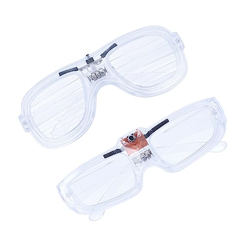 TOYANDONA 2St leuchtende Gläser leuchtbrillen leuchtgläser haushaltsgeschenke Parteigeführte Brillen Kinderbrille schnapsgläser Unisex-LED-Brille leuchtende LED-Brille Plastik Weiß von TOYANDONA