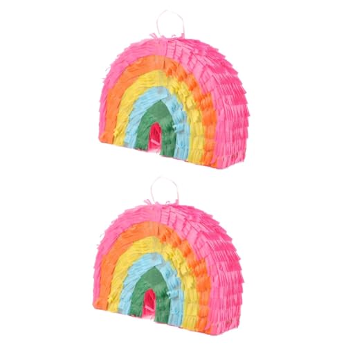 TOYANDONA 2st Regenbogen-piñata Hochzeits-piñata Hängende Piñata Ornamente Piñata Für Kinderpartys Luau-pinata Mexikanische Piñata Karneval Piñata Regenbogenspielzeug Geante Colorful Papier von TOYANDONA