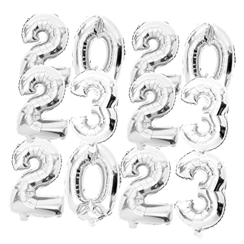 TOYANDONA 3 Sätze Ballon Blasen Luft Party Aufheller Größer Helium Aufblasgerät Vierte Zahlen Für 2023 Neon Multi Konfetti Silver Aluminiumfolie von TOYANDONA