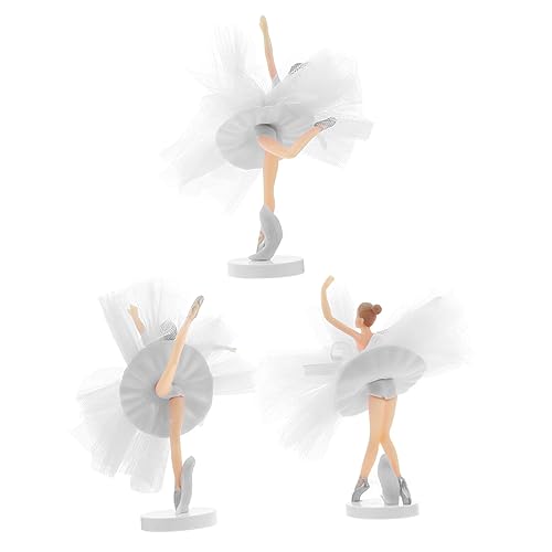 TOYANDONA 3 Sätze Kuchendekoration Hochzeitstorte Dekoration Miniaturfiguren Mädchen Figuren Ornamente Tanzende Ballerina-mädchenfigur Gefälligkeiten Für Geburtstagsfeiern Pvc Weiß von TOYANDONA