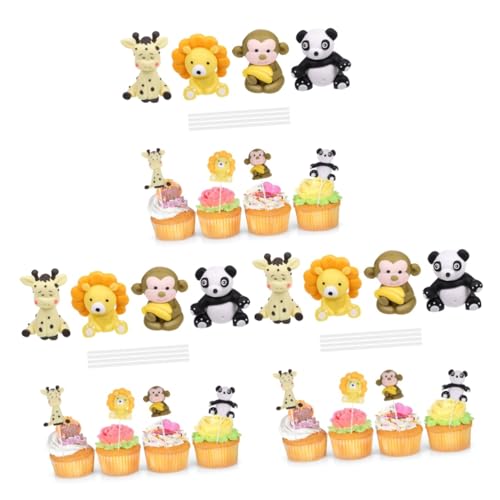 TOYANDONA 3 Sätze Kucheneinsatz Panda-kuchen-picks Wald-cupcake-picks Tiere Kuchen Picks Kuchen Verzieren Dschungel-cupcake-topper Cupcake Topper Geburtstagstorte Dekor Pvc 4 Stück * 3 von TOYANDONA