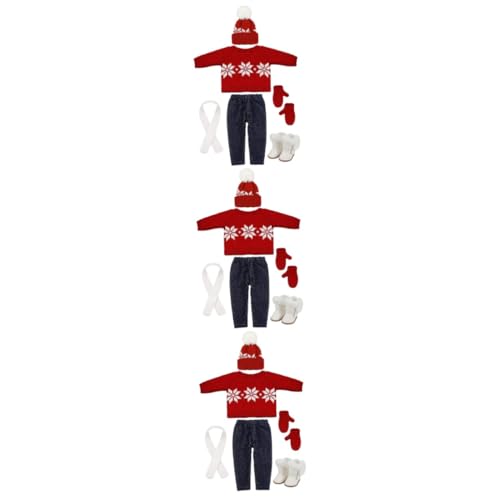 TOYANDONA 3 Sätze Puppe Weihnachtskostüm Weihnachtspullover Weihnachtsmann-Kleidung Puppe Verkleiden Plüschpuppenkleidung Zubehör Für Babypuppen Winterpuppenoutfit Puppenzubehör Baumwolle von TOYANDONA