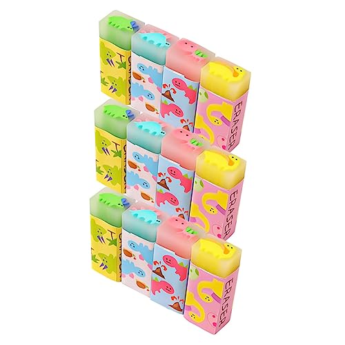 TOYANDONA 3 Sätze Radiergummi Löschbar Textmarker Gel Karikatur Fun Eraser Für Dinosaurier Lernmaterial Pvc 12 Stück * 3 von TOYANDONA