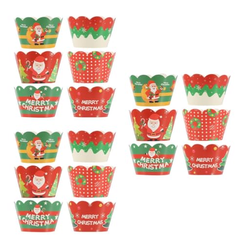 TOYANDONA 3 Sätze Weihnachtsdekorationsrand Glücklich Weihnachts-cupcake-förmchen Cupcake-liner Grad Essbar Kuchendekoration Cupcake-boxen Partydekorationen 250 G Weißer Karton 6 Stück * 3 von TOYANDONA