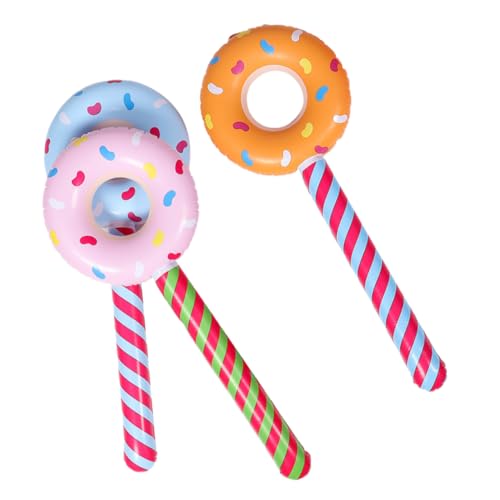 TOYANDONA 3 Stück Aufblasbare Donut Spielzeugballons Party Schlauchboote Aufblasbare Donut Lutscher Spielzeuge Süßigkeiten Dekorationen Für Party Pool Aufblasbare Stöcke Lutscher von TOYANDONA