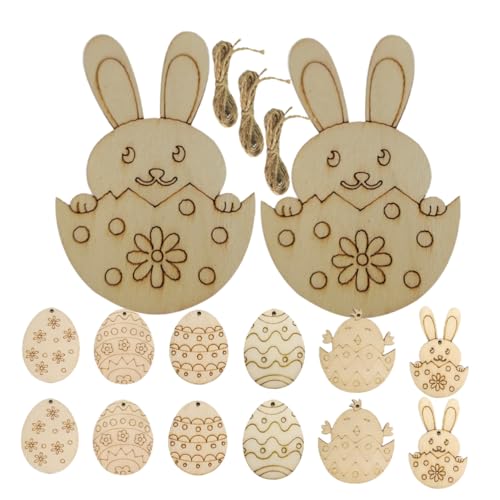 TOYANDONA 36St Ostereier Faux weihnachtsgrün grüne Stängel Weihnachtsgrün stammt Baum basteln für Ostern basteln zu Ostern Holzausschnitte handgefertigter Graffiti-Chip hölzern Beige von TOYANDONA