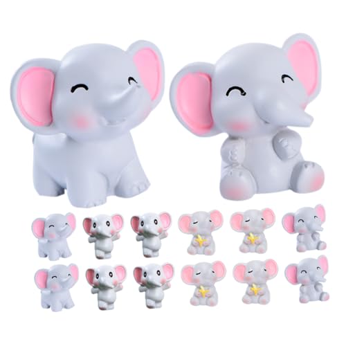 TOYANDONA 36st Miniaturelefant Bürodekoration Kleine Elefantenfiguren Mini-Tier-Elefant Elefantenspielzeug Schöner Cartoon-Mini-Elefant Minifiguren Für Kinder Kleines Modell Harz Light Grey von TOYANDONA