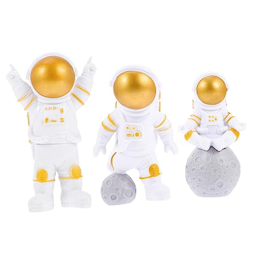 TOYANDONA 3St Astronauten-Ornamente süßes Astronautenmodell Kuchendekorationen Astronautenfiguren büro dekoration office decoration Astronautenstatuen Desktop-Astronauten PVC Golden von TOYANDONA