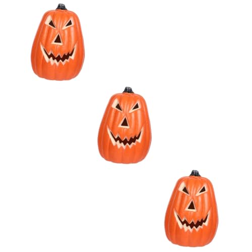 TOYANDONA 3st Kürbislaterne Jack-o-Laternen-Dekorationen Für Halloween Halloween-kürbis-Dekoration Halloween-kürbis-kerzenlampe Halloween Tischdekoration Süßes Kürbislicht Plastik von TOYANDONA