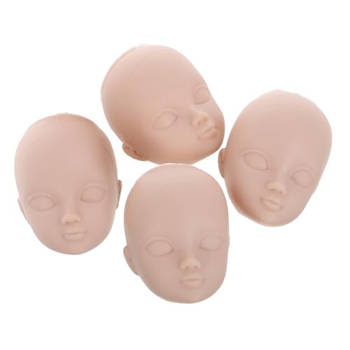 TOYANDONA 4 Stück Anzieh Puppenkopf Zubehör Mini Puppenköpfe Puppen Simulationskopf DIY Puppenzubehör Zubehör Zum Üben Make Up Puppenkopf Gefälschter Kopf Kunststoff Beige von TOYANDONA