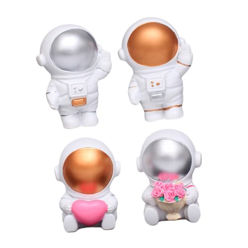 TOYANDONA 4 Stück Astronauten-ornamente Raumschiff Kuchen Weltraumbezogenes Astronauten-dekoration Planetarium Weltraumspielzeug Dekorationen Astronauten-skulptur Harz von TOYANDONA