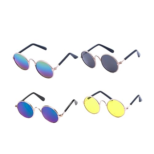 TOYANDONA 4 Stück Brille Für Puppenhaustier Hundebrillen Puppenbrillen Haustier Sonnenbrille Kleine Farbbrille Haustier Brille Haustierbrille Retro-Haustier-Sonnenbrille Puppe Sonnenbrille von TOYANDONA