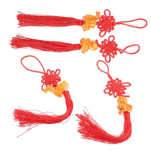 TOYANDONA 4 Stück Chinesischer Knoten Anhänger Chinesisches Reichtums Feng Shui Hängeornament Chinesischer Feng Shui Anhänger Rot Chinesische Quasten Chinesische von TOYANDONA