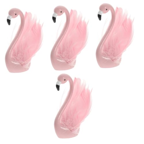 TOYANDONA 4 Stück Flamingo-ornamente Figur Flamingo Gartenverzierung Flamingo-kuchenaufsatz Schwimmbad Flamingo-vase Laternen Flamingo-kuchendekorationen Flamingo-stütze Rosa Harz von TOYANDONA