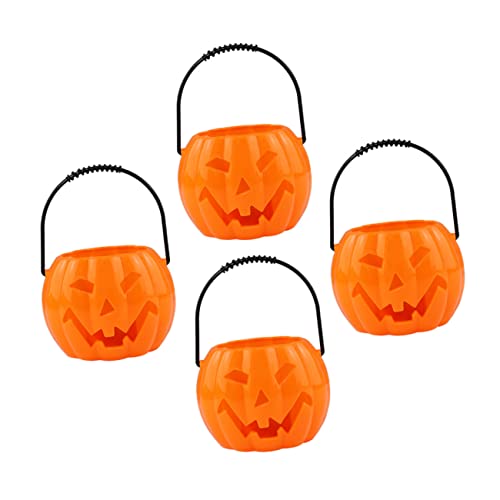 TOYANDONA 4 Stück Halloween-kürbislaterne Anzeigerand Getränk Rosa Kerzenhalter Verzinkte Schublade Kreidemarker Deckel Kürbis Eimer Einzeln Verpackte Bonbons Zu Orange Trompete von TOYANDONA